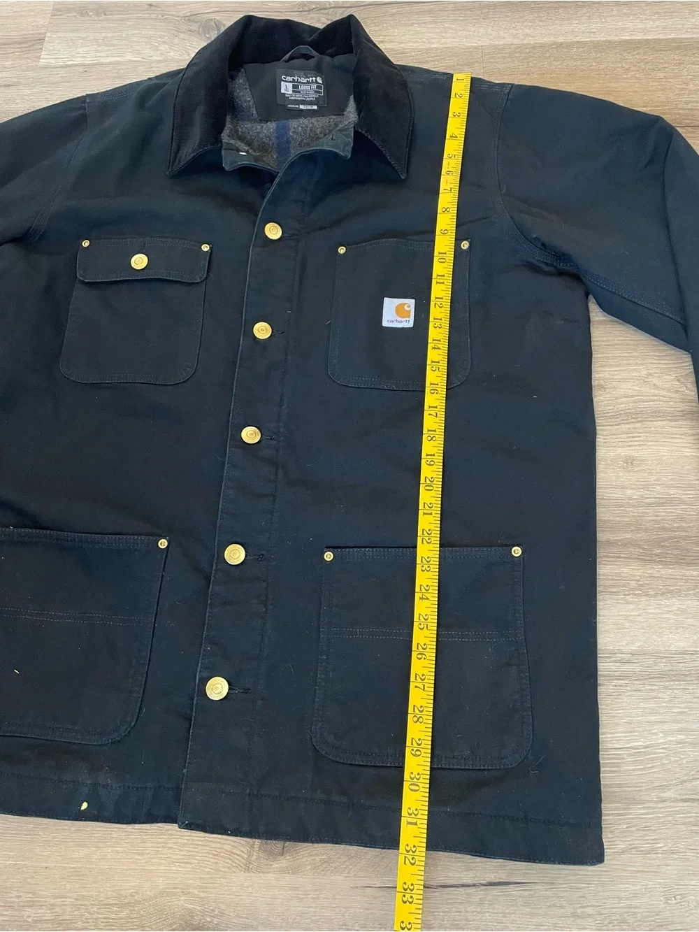 Carhartt Blanket Lined Chore Coat Mens L Tall Button Barn Jacket 103825 BLK